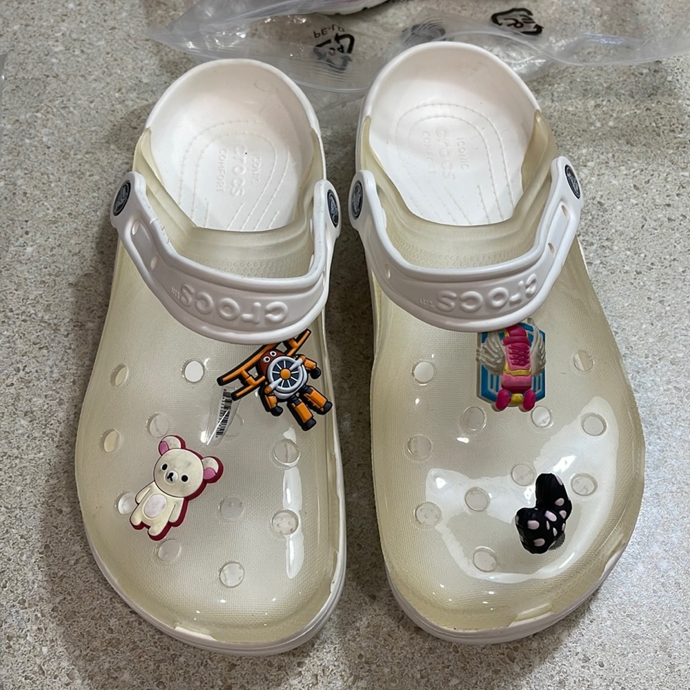 White translucent crocs